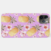 Tropischer Retro-Ananas-Druck auf lila Hintergrund Case-Mate iPhone Hülle (Rückseite (Horizontal))