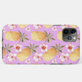 Tropischer Retro-Ananas-Druck auf lila Hintergrund Case-Mate iPhone Hülle (Rückseite (Horizontal))