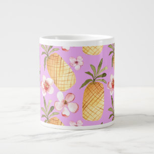 Tropischer Retro-Ananas-Druck auf lila Hintergrund Jumbo-Tasse