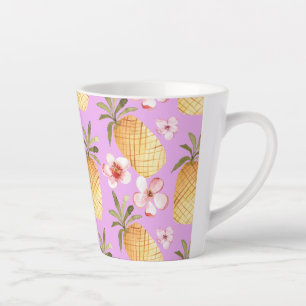 Tropischer Retro-Ananas-Druck auf lila Hintergrund Milchtasse