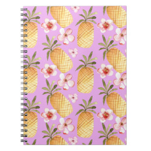 Tropischer Retro-Ananas-Druck auf lila Hintergrund Notizblock