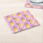 Tropischer Retro-Ananas-Druck auf lila Hintergrund Rechteckiger Pappuntersetzer (angewinkelt)