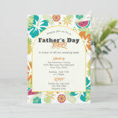 Tropischer Retro-Blumenspass Vatertag GRILLEN Part Einladung (Stehend Vorderseite)