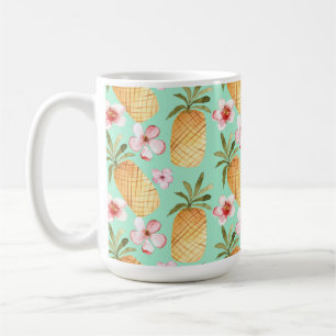 Tropischer Retrodruck auf Minzhintergrund Kaffeetasse