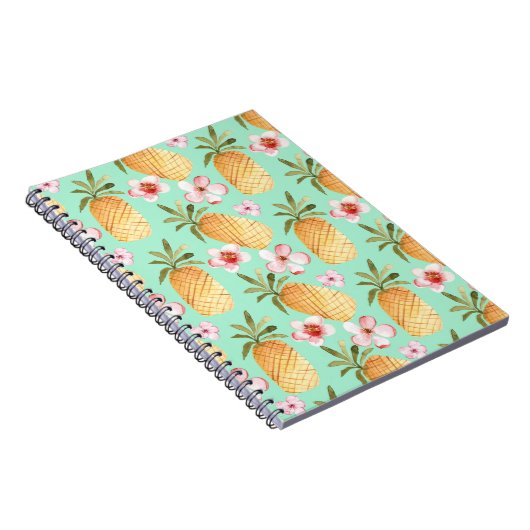 Tropischer Retrodruck auf Minzhintergrund Notizblock (Rechte Seite)