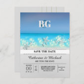 Tropischer rett des Starfish Paradieses mit blauen Ankündigungspostkarte (Vorne/Hinten)