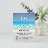 Tropischer rett des Starfish Paradieses mit blauen Ankündigungspostkarte (Stehend Vorderseite)