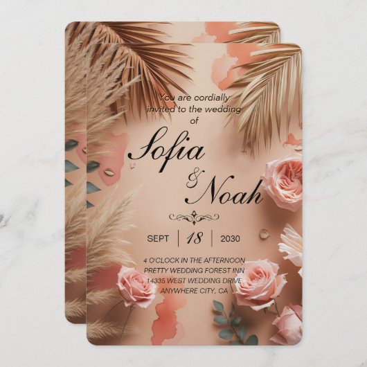 Tropischer Romanschlag Einladung (Vorne/Hinten)