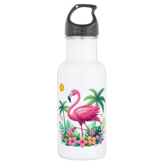 Tropischer/rosa Flamingo aus Florida Edelstahlflasche