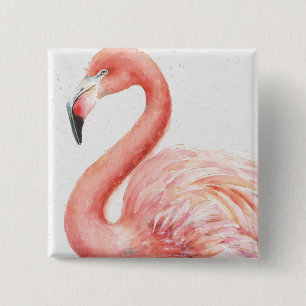 Tropischer   rosa Flamingo Button