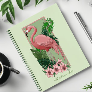 Tropischer Rosa Flamingo Grüne Palmblätter Lilie Notizblock