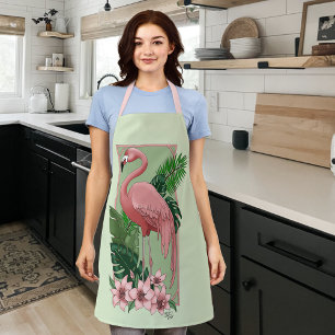Tropischer Rosa Flamingo Grüne Palmwedel Lilie Schürze