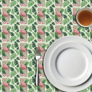 Tropischer Rosa Flamingo Grüne Palmwedel Lilie Tischdecke