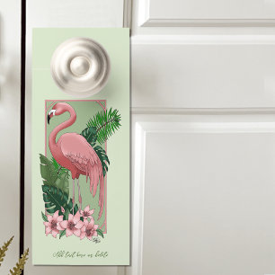Tropischer Rosa Flamingo Grüne Palmwedel Lilie Türanhänger