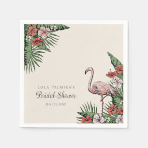 Tropischer Rosa Flamingo Hawaiianischer Brautdusch Serviette