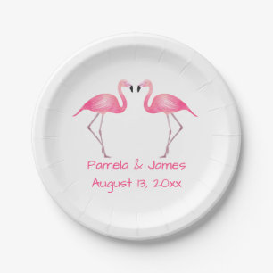 Tropischer Rosa Flamingo Hochzeit Sommer Strand Pappteller