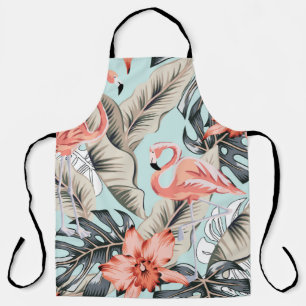 Tropischer rosa Flamingo mit Orchideenblüten und B Schürze