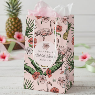 Tropischer Rosa Flamingo und Hibiskus Junggesellin Kleine Geschenktüte