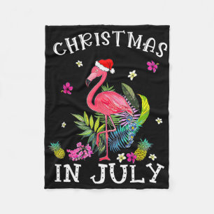 Tropischer rosa Flamingo Weihnachten im Juli Somme Fleecedecke