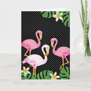 Tropischer rosa Flamingos auf Polka Docks Karte