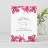 Tropischer Rosa Hibiskus Blumenhawaiianische Einla Einladung (Stehend Vorderseite)