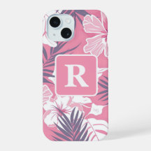 Tropischer rosa Hibiskus personalisiertes Monogram