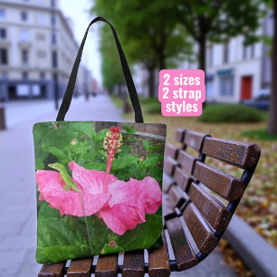 Tropischer Rosa Hibiskusblüten-Anolis-Echse Foto Tasche