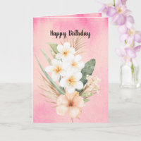 Tropischer rosa Pfirsich-Hibiskus-Plumeria-Birthda