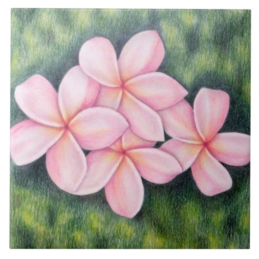 Tropischer rosa Plumeria-BlumenKeramik-Fliese Fliese (Vorderseite)