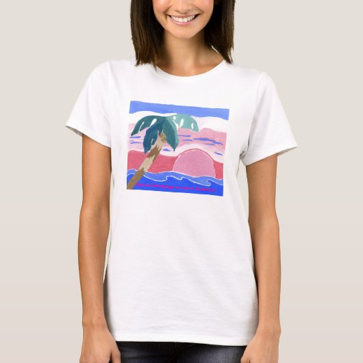 Tropischer rosa Sonnenaufgang-T - Shirt (Vorderseite)