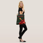 Tropischer Roter Hibiskus Blume Dramatisch Schwarz Tasche (Am Model)