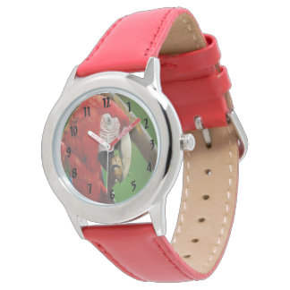 Tropischer Roter Papagei Armbanduhr