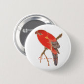 Tropischer Roter Papagei Button (Vorne & Hinten)