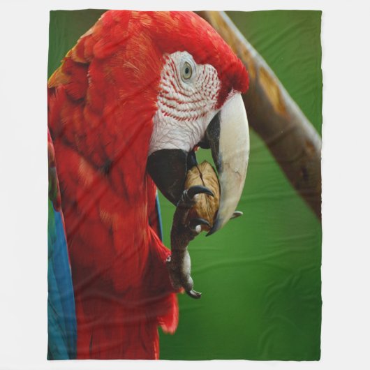 Tropischer Roter Papagei Fleecedecke (Vorderseite)
