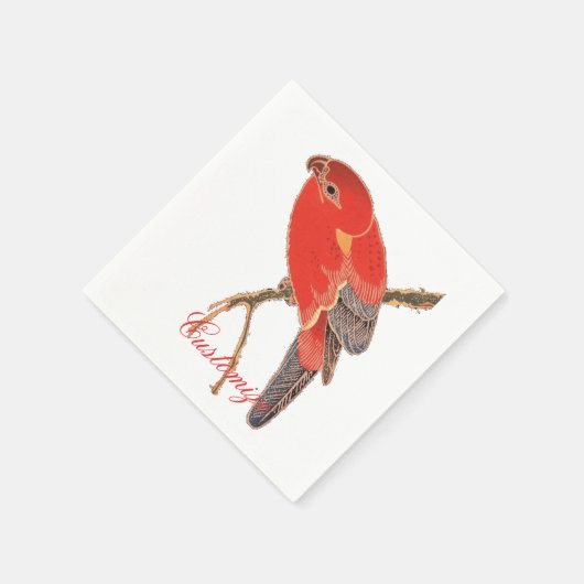 Tropischer Roter Papagei Serviette (Ecke)