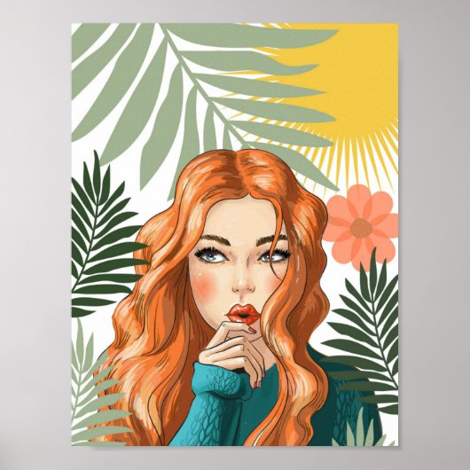 Tropischer Rotschopf-Druck Poster (Vorne)