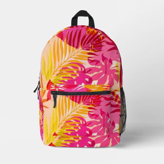 Tropischer Rucksack | Palmblatt- & Blumenmuster (Vorderseite)