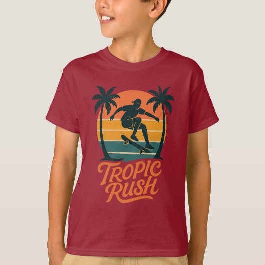 Tropischer Rush - Vintager Skate Vibes T-Shirt (Vorderseite)