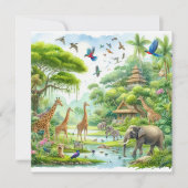 Tropischer Safari-Dschungel Einladung (Vorderseite)