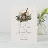 Tropischer Safari-Dschungel Giraffe Hochzeit Einladung (Stehend Vorderseite)