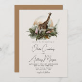 Tropischer Safari-Dschungel Giraffe Hochzeit Einladung (Vorne/Hinten)