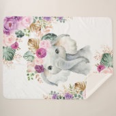 Tropischer Safari Elefant Blush Violett Sherpadecke (Vorderseite (Horizontal))