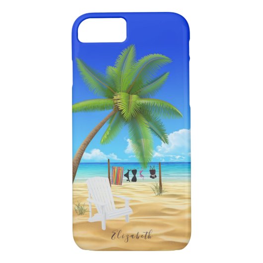 Tropischer Sand Beach Illustrationsname Case-Mate iPhone Hülle (Rückseite)