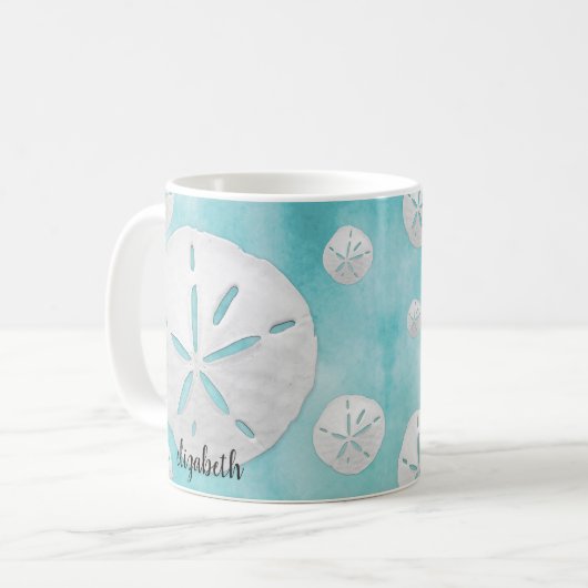 Tropischer Sand Dollar Türkisches Wasser Kaffeetasse (Vorderseite Links)