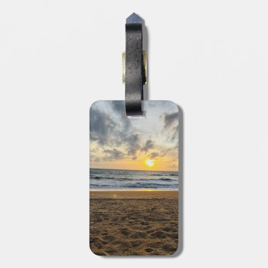 Tropischer Sand Strand Ozean das Abenteuer beginnt Gepäckanhänger (Rückseite vertikal)