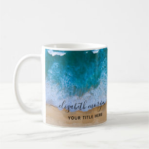 Tropischer Sand und Meereswellen Name Kaffeetasse