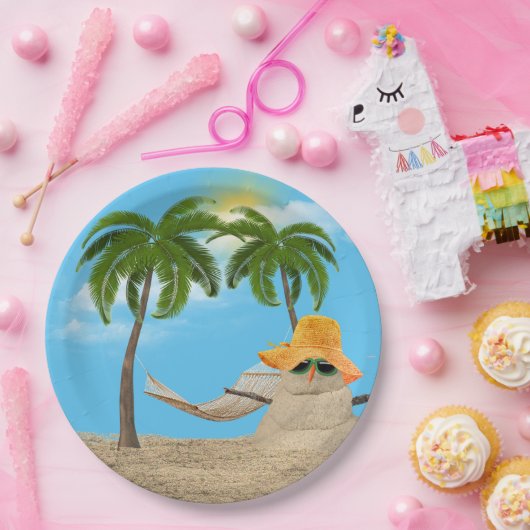 Tropischer Sandman mit Papierplatte Pappteller (Party)
