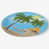 Tropischer Sandman mit Papierplatte Pappteller (Schrägansicht)