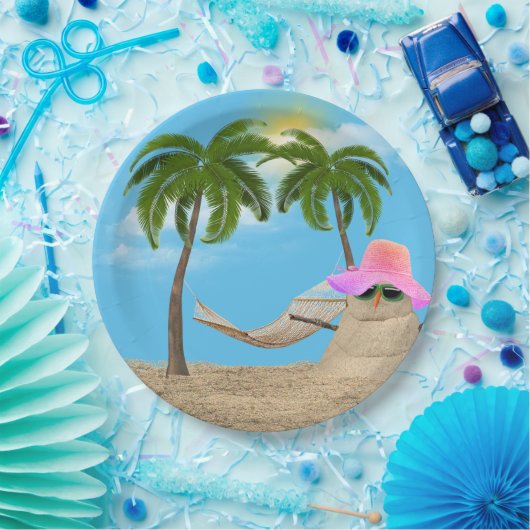 Tropischer Sandman mit Papierplatte Pappteller (Party)