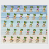 Tropischer Sandmann mit Palmen Geschenkpapier (Flach)